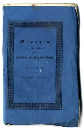 Žurnāla “Magazin“ vāks, 1838, LNB